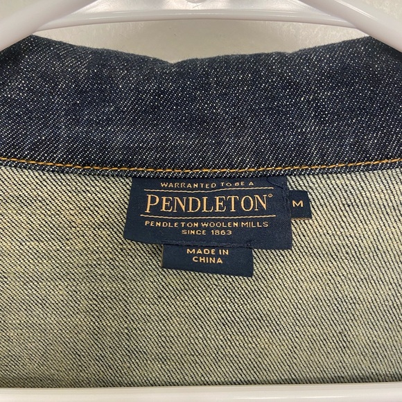 Pendleton Denim Jacket with Orange and Tan Accents - Picture 3 of 4